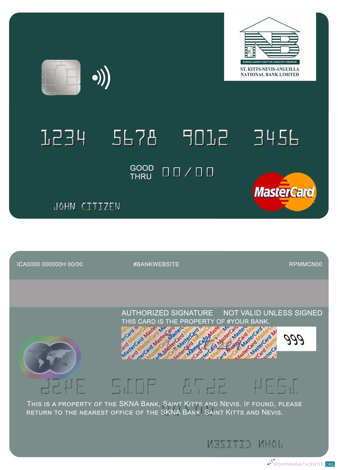 Download Saint Kitts and Nevis SKNA Bank mastercard Photoshop template